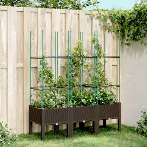 Jardinière Pot de Fleurs avec treillis marron 120x40x142,5 cm PP CVW19166 (1/5)