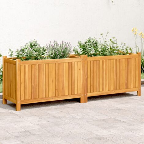 Jardinière Pot de Fleurs avec doublure 153x38,5x50 cm bois massif d'acacia CVW62000 (1/5)