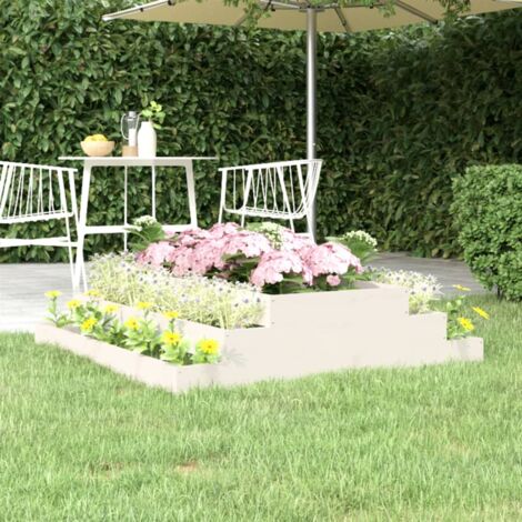 Jardinière Pot de Fleurs Blanc 110x110x27 cm Bois massif de pin CVW32366 (1/5)