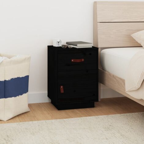 Table de chevet Table d'appoint Table de nuit Noir 40x34x55 cm Bois de pin solide CVW98644 (1/5)