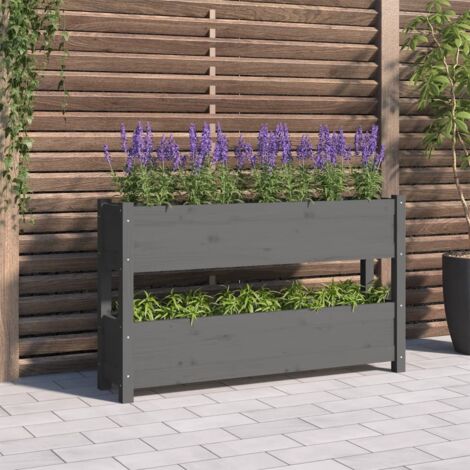 Jardinière  Pot de Fleurs Gris 112x25x66 cm Bois massif de pin CVW99263 (1/5)