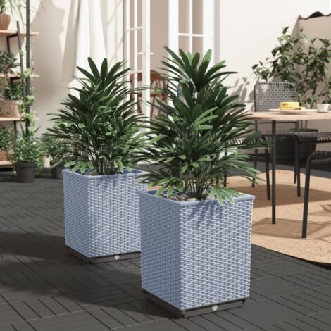 2 pcs Jardinière Pot de Fleurss gris clair 30x30x37 cm polypropylène CVW57633 (1/5)