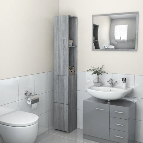 Armoire de bain,Meuble de salle de bain sonoma gris 25x26,5x170 cm bois d'ingénierie CFW387769 (1/5)