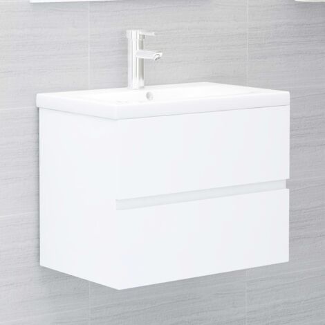 Armoire d'évier avec lavabo，Meuble de rangement intégré Blanc Bois d'ingénierie CFW138880 (1/5)