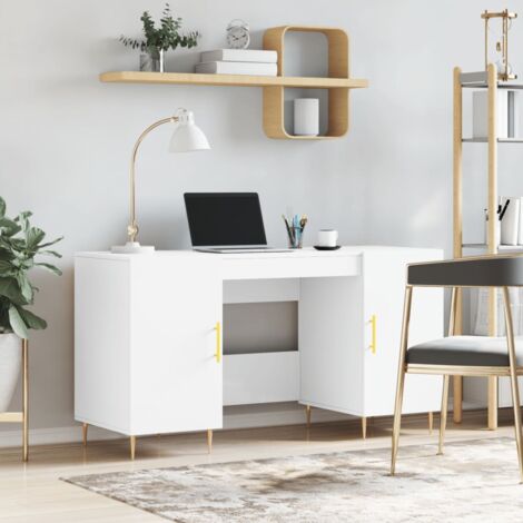 Bureau,Table de travail,Table d'étude blanc 140x50x75 cm bois d'ingénierie CFW858750 (1/5)