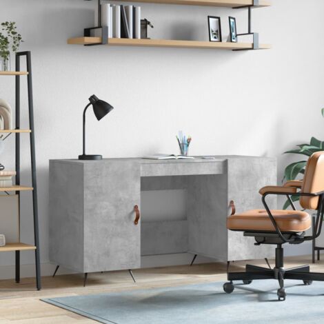 Bureau，Table de travail，Table d'étude gris béton 140x50x75 cm bois d'ingénierie CFW975049 (1/5)