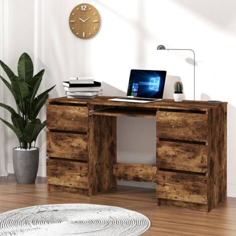 Bureau,Table de travail,Table d'étude Chêne fumé 140x50x77 cm Bois d'ingénierie CFW623901 (1/5)