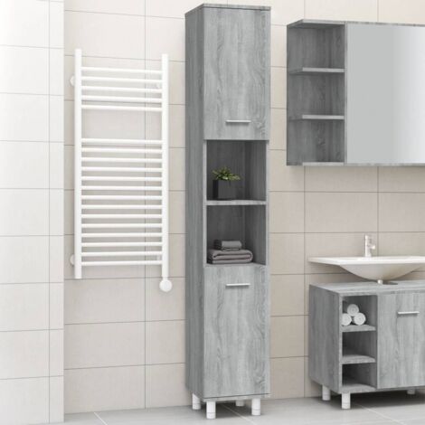 Armoire de bain,Meuble de salle de bain Sonoma gris 30x30x179 cm Bois d'ingénierie CFW607946 (1/5)