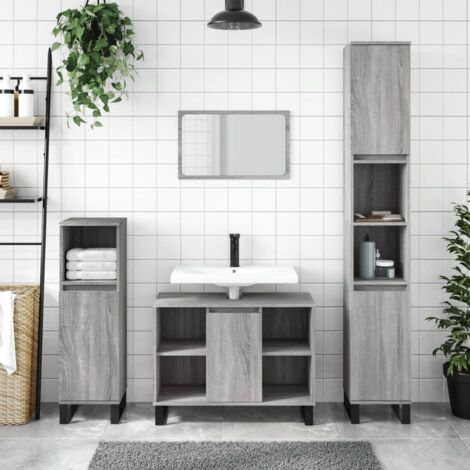Armoire salle de bain,Meuble de salle de bain sonoma gris 80x33x60 cm bois d'ingénierie CFW442717 (1/5)
