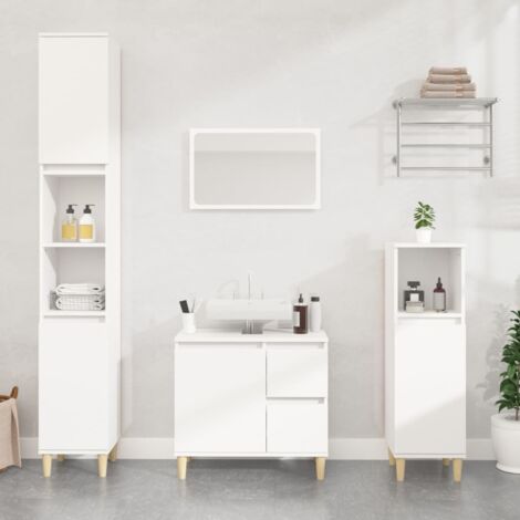 Ensemble d'armoires salle de bain 3 pcs,Meuble de salle de bain blanc bois d'ingénierie CFW727337 (1/5)