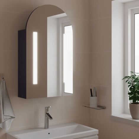 Armoire de bain,Meuble de salle de bain à miroir avec LED arquée gris 42x13x70 cm CFW711453 (1/5)