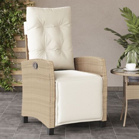 Chaise inclinable de jardin,Siège de Terrasse Chaise d'extérieur et repose-pied beige résine tressée CFW922428 (1/5)