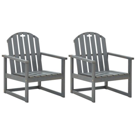 Lot de 2 Chaises de jardin,Siège de Terrasse Chaise d'extérieur Gris Bois d'acacia solide CFW681272 (1/5)