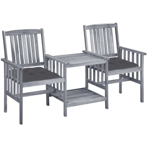 Chaises de jardin,Siège de Terrasse Chaise d'extérieur avec table à thé et coussins Acacia solide CFW859536 (1/5)
