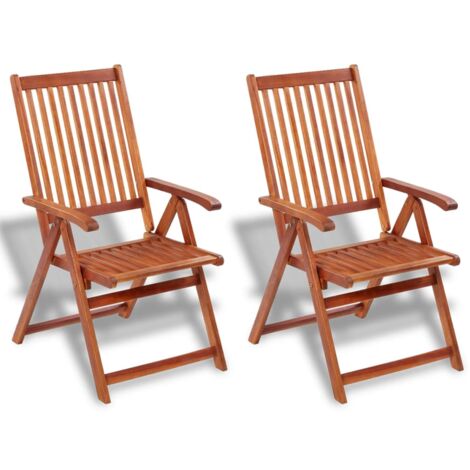 Lot de 2 Chaises pliables de jardin,Siège de Terrasse Chaise d'extérieur Bois solide d'acacia Marron CFW634954 (1/5)