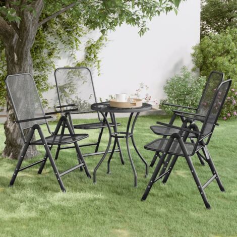 Lot de 4 Chaises pliables jardin,Siège de Terrasse Chaise d'extérieur Maille métallique Anthracite CFW575087 (1/5)