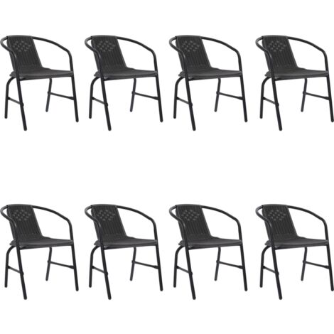Lot de 8 Chaises de jardin,Siège de Terrasse Chaise d'extérieur Rotin plastique et acier 110 kg CFW895028 (1/5)