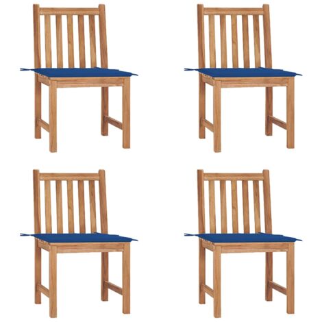 Lot de 4 Chaises de jardin,Siège de Terrasse Chaise d'extérieur avec coussins Bois de teck massif CFW985642 (1/5)