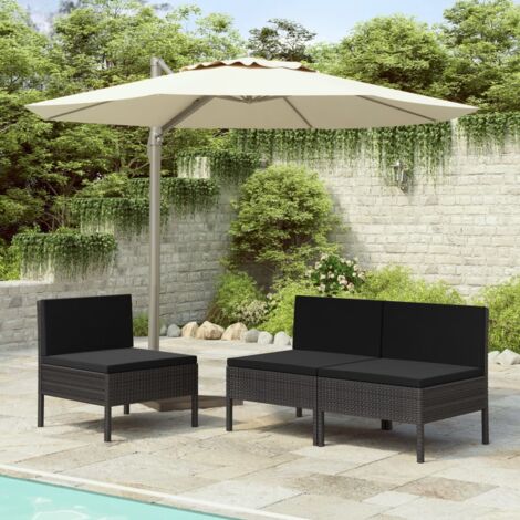 Set 2 Chaises + Table En Rotin Synthétique Blanc - Empilable, Résistant UV, Pour Intérieur/extérieur, Fabriqué En Italie