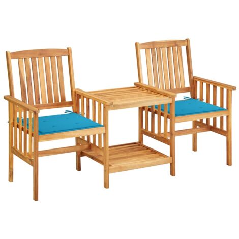 Chaises de jardin,Siège de Terrasse Chaise d'extérieur avec table à thé et coussins Acacia solide CFW897176 (1/5)
