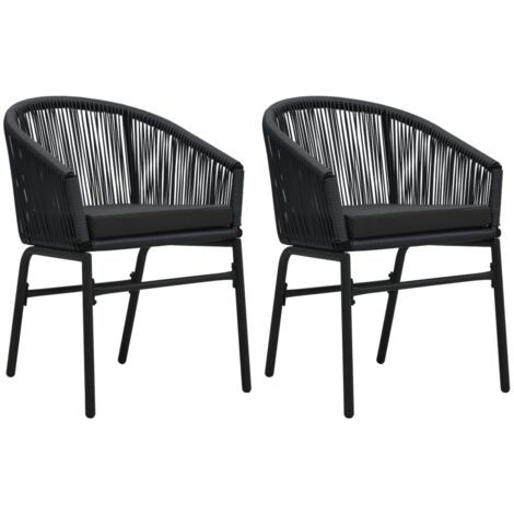 Lot de 2 Chaises de jardin,Siège de Terrasse Chaise d'extérieur Noir Rotin PE CFW245312 (1/5)