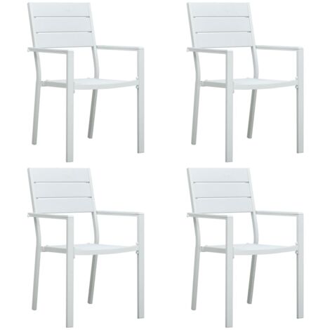 Lot de 4 Chaises de jardin,Siège de Terrasse Chaise d'extérieur Blanc PEHD Aspect de bois CFW237222 (1/5)