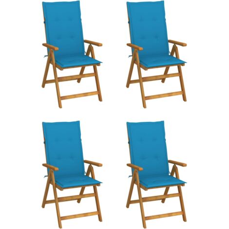 Lot de 4 Chaises inclinables de jardin，Siège de Terrasse  Chaise d'extérieur et coussins Bois acacia CFW419150 (1/5)