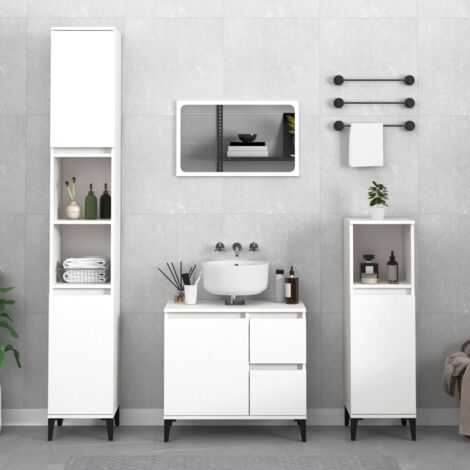 Armoire de salle de bain,Meuble de salle de bain blanc 30x30x190 cm bois d'ingénierie CFW338429 (1/5)