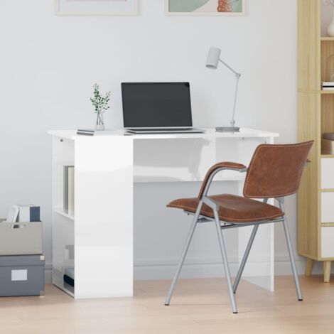 Bureau，Table de travail，Table d'étude Blanc brillant 100x55x75 cm Bois d'ingénierie CFW444965 (1/5)