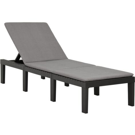 Chaise longue Bain de soleil Transat de relaxation avec coussin Plastique Anthracite CFW164587 (1/5)