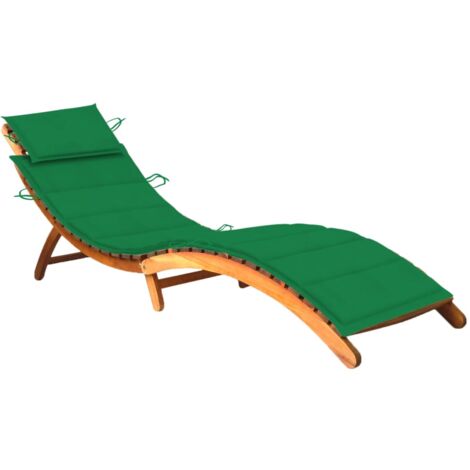 Chaise longue Bain de soleil Transat de relaxation de jardin avec coussin Bois d'acacia solide CFW688267 (1/5)