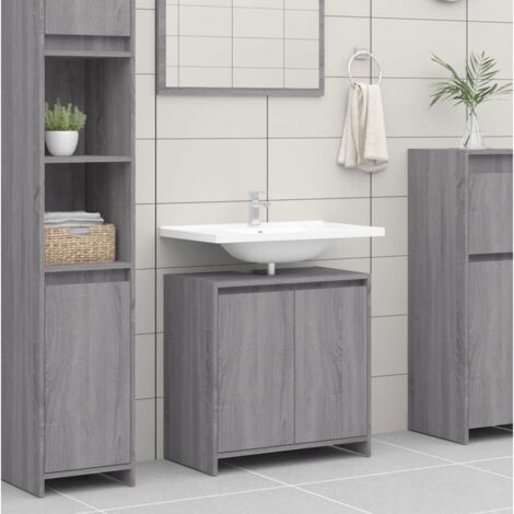 Armoire de bain,Meuble de salle de bain Sonoma gris 60x33x61 cm Bois d'ingénierie CFW735172 (1/5)