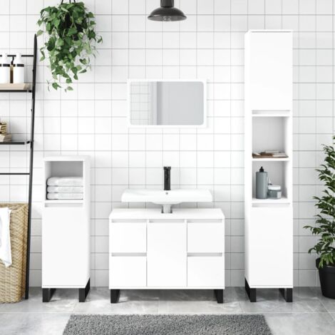Armoire de salle de bain,Meuble de salle de bain blanc 80x33x60 cm bois d'ingénierie CFW387978 (1/5)