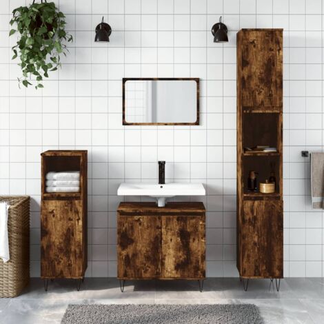 Armoire de bain,Meuble de salle de bain chêne fumé 58x33x60 cm bois d'ingénierie CFW101806 (1/5)
