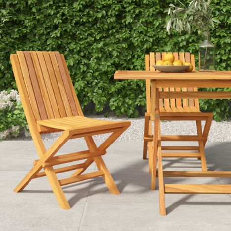 Lot de 2 Chaises de jardin,Siège de Terrasse Chaise d'extérieur pliantes 47x47x89cm bois massif teck CFW242114 (1/5)