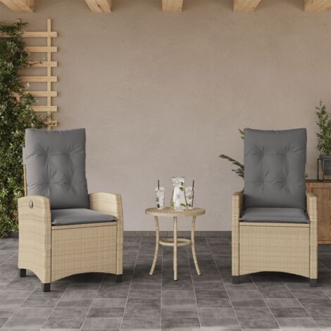 Lot de 2 Chaises inclinables jardin,Siège de Terrasse Chaise d'extérieur et coussins résine tressée CFW918799 (1/5)