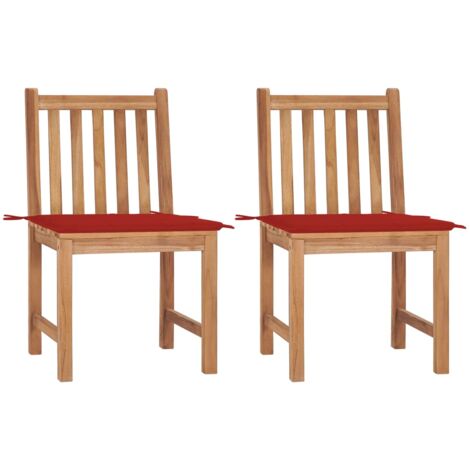 Lot de 2 Chaises de jardin,Siège de Terrasse Chaise d'extérieur avec coussins Bois de teck massif CFW637473 (1/5)