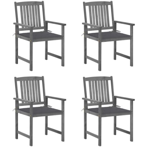 Lot de 4 Chaises de jardin,Siège de Terrasse Chaise d'extérieur et coussins Gris Bois acacia massif CFW191888 (1/5)