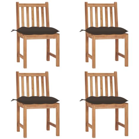 Lot de 4 Chaises de jardin,Siège de Terrasse Chaise d'extérieur avec coussins Bois de teck massif CFW864634 (1/5)