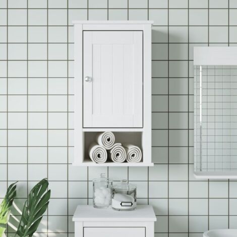 Armoire murale de salle de bain,Meuble de salle de bain BERG blanc bois de pin massif CFW904333 (1/5)