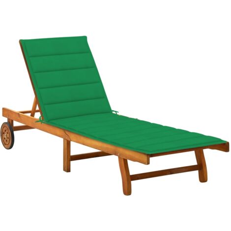 Chaise longue Bain de soleil Transat de relaxation de jardin avec coussin Bois d'acacia solide CFW431114 (1/5)