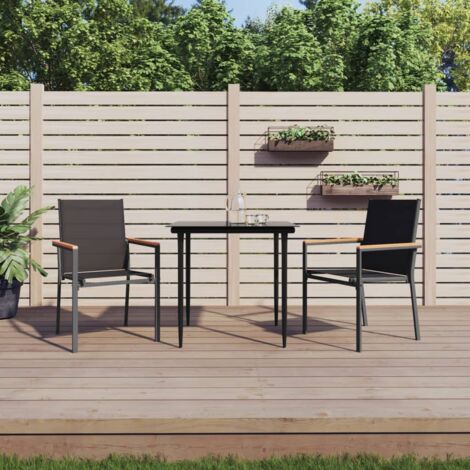 Lot de 2 Chaises de jardin，Siège de Terrasse  Chaise d'extérieur noir 55x61,5x90cm textilène et acier CFW593769 (1/5)