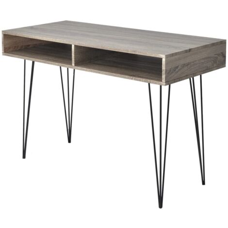 Bureau，Table de travail，Table d'étude avec 2 compartiments Gris CFW960605 (1/5)