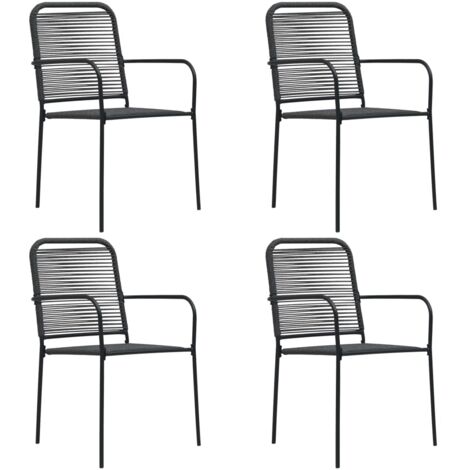 Lot de 4 Chaises de jardin,Siège de Terrasse Chaise d'extérieur Corde en coton et acier Noir CFW250833 (1/5)