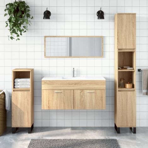 Armoire de bain,Meuble de salle de bain avec miroir chêne sonoma bois d'ingénierie CFW279739 (1/5)