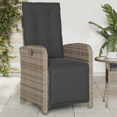 Chaise inclinable de jardin,Siège de Terrasse Chaise d'extérieur et repose-pied gris résine tressée CFW956629 (1/5)