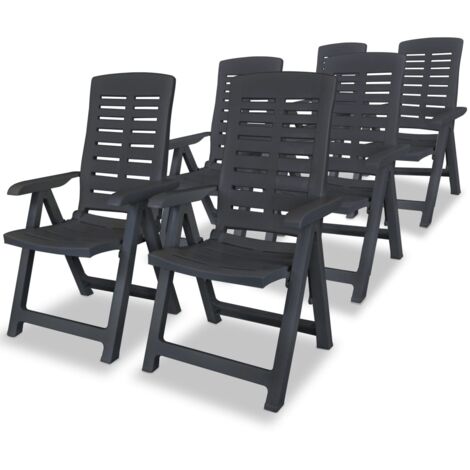 Lot de 6 Chaises inclinables de jardin,Siège de Terrasse Chaise d'extérieur Plastique Anthracite CFW427529 (1/5)