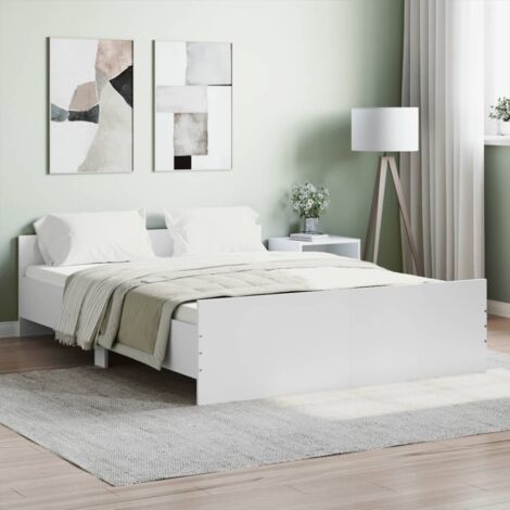 Lit double,Lit adulte,Cadre de lit avec tête de litpied de lit blanc 135x190 cm884143 CFW395946 (1/5)