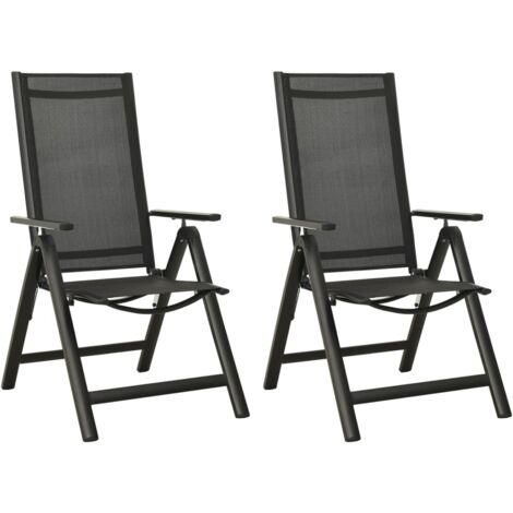 Lot de 2 Chaises pliables de jardin,Siège de Terrasse Chaise d'extérieur Textilène et aluminium Noir CFW641580 (1/5)