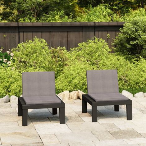 Lot de 2 Chaises de salon de jardin，Siège de Terrasse  Chaise d'extérieur et coussins Plastique Gris CFW269216 (1/5)